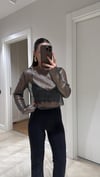 Gümüş File Detaylı Kesik Model Bluz
