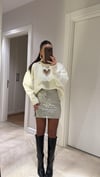 Gümüş Ön Yırtmaçlı Pullu Etek 