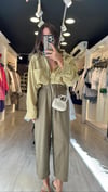 Haki Beli Lastikli Marka Model Bol Paça Keten Pantolon