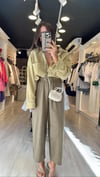 Haki Beli Lastikli Marka Model Bol Paça Keten Pantolon