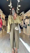 Haki Beli Lastikli Marka Model Bol Paça Keten Pantolon