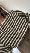 Haki Beyaz Çizgili Oversize Tshirt
