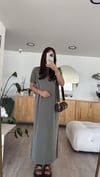 Haki Bisiklet Yaka Yan Yırtmaçlı Basic Elbise