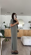 Haki Bisiklet Yaka Yan Yırtmaçlı Basic Elbise