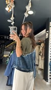 Haki Jean Detaylı Düğmeli Tshirt