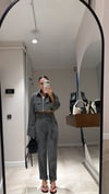 Haki Ön Fermuarlı Crop Gömlek Pantolon Takım