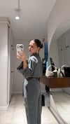 Haki Ön Fermuarlı Crop Gömlek Pantolon Takım