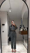 Haki Ön Fermuarlı Crop Gömlek Pantolon Takım