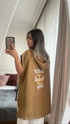 Haki Yan Fermuarlı Sıfır Kol Kapşonlu Sweat 