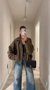 Haki Yarasa Kol Oversize Süet Ceket 