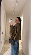Haki Yarasa Kol Oversize Süet Ceket 