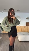 Haki Yıkamalı Fitilli Crop kazak