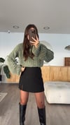 Haki Yıkamalı Fitilli Crop kazak