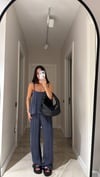 İndigo Askılı Bluz Pantolon Takım 