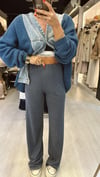 İndigo Beli Lastikli Bol Paça Basic Pantolon