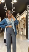 İndigo Beli Lastikli Bol Paça Basic Pantolon