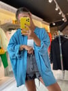 Indigo Cepli Düşük Omuz Oversize Gömlek