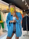 Indigo Cepli Düşük Omuz Oversize Gömlek