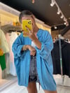Indigo Cepli Düşük Omuz Oversize Gömlek