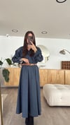 İndigo Kendinden Kemerli Maxi Etek