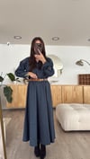 İndigo Kendinden Kemerli Maxi Etek