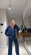 İndigo Ön Fermuarlı Hırkalı Triko Takım