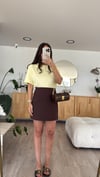 Kahve Arka Fermuarlı Mini Etek