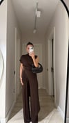 Kahve Asimetrik Kesim Kolsuz Marka Model Bluz