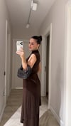 Kahve Asimetrik Kesim Kolsuz Marka Model Bluz