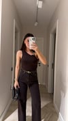 Kahve Asimetrik Yaka Aksesuarlı Bluz