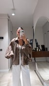 Kahve Balon Kol Oversize Tensel Gömlek