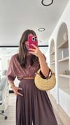 Kahve Basic Oversize Bisiklet Yaka Dilvin Tişört