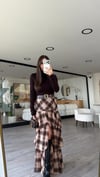 Kahve Bej Kemerli Katlı Etek