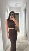 Kahve Bel Dekolteli Marka Model Elbise