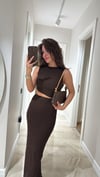 Kahve Bel Dekolteli Marka Model Elbise