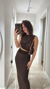 Kahve Bel Dekolteli Marka Model Elbise