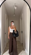 Kahve Bel Lastikli Dökümlü Pantolon
