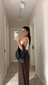 Kahve Bel Lastikli Dökümlü Pantolon