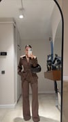 Kahve Belden Oturtma Gömlek Pantolon Takım