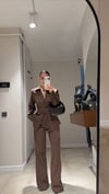 Kahve Belden Oturtma Gömlek Pantolon Takım