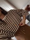 Kahve Beyaz Çizgili Oversize Tshirt