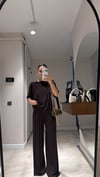 Kahve Bisiklet Yaka Tişört Pantolon Takım