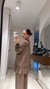 Kahve Bluzu Fırfırlı Pantolon Takım