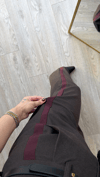 Kahve Bordo Yan Şeritli Bol Paça Pantolon