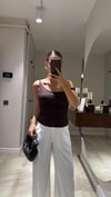 Kahve Burgu Askılı Yan Drapeli Bluz
