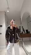 Kahve Büyük Gold Düğmeli Poplin Gömlek