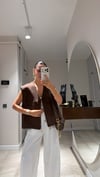 Kahve Çift Cepli Fermuarlı Nubuk Yelek
