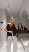 Kahve Çift Cepli Fermuarlı Nubuk Yelek
