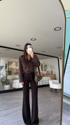 Kahve Çift Düğmeli İspanyol Paça Pantolon