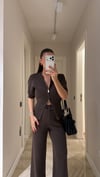 Kahve Çift Fermuarlı Marka Model Triko Takım